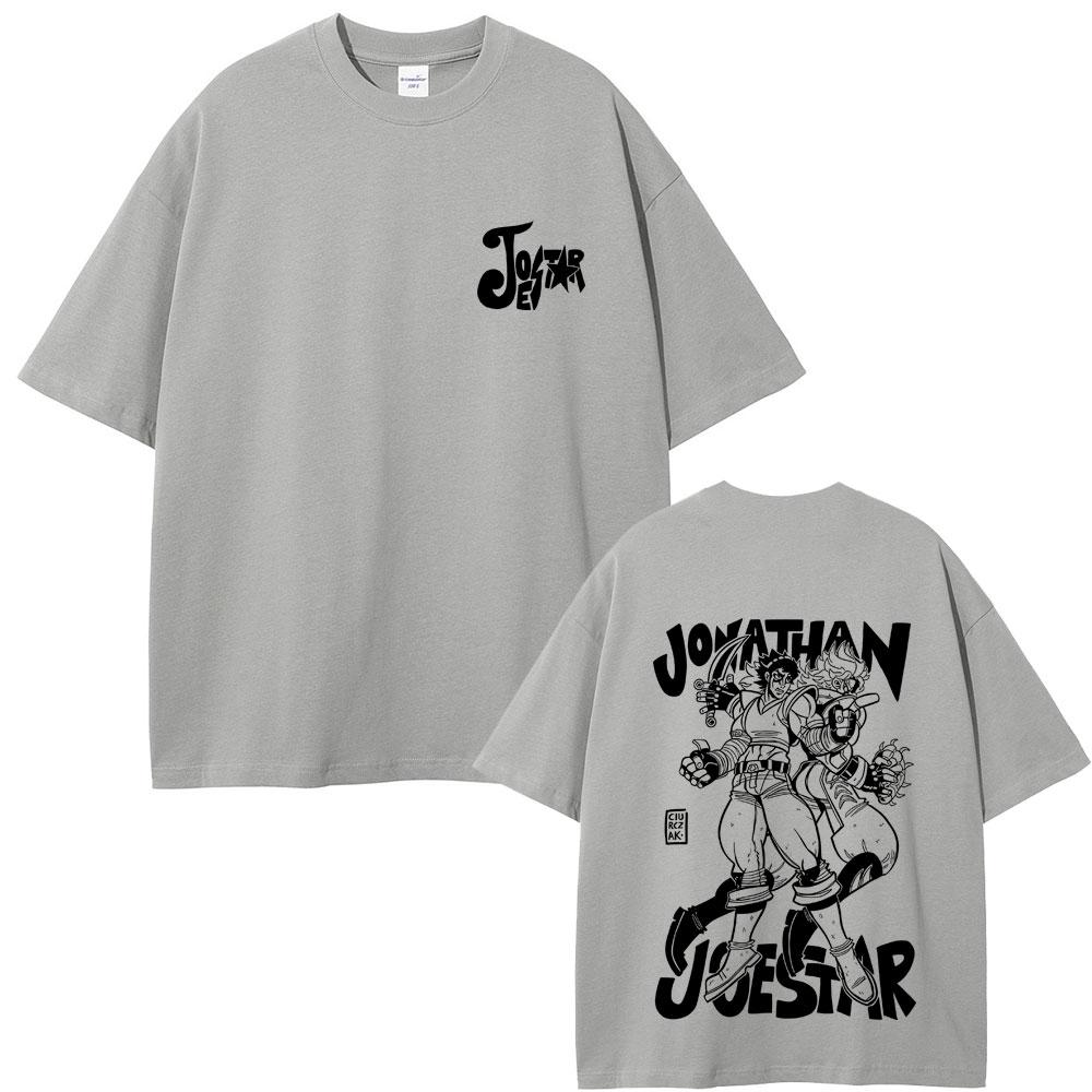 

Аніме Футболка JoJo s Bizarre Adventure Футболки з графікою Джонатана Джостара Чоловічі Жіночі Повсякденні Вінтажні Оверсайз Футболки з круглим вирізом Топи L сірий колір