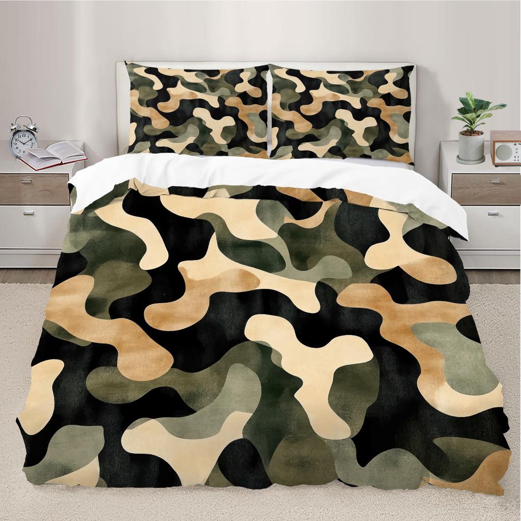 Camouflage Print Bedding Set Military Style Duvet Cover Set No Filler Soft Comfortable Fabric Ideal Home Bedroom Decorations