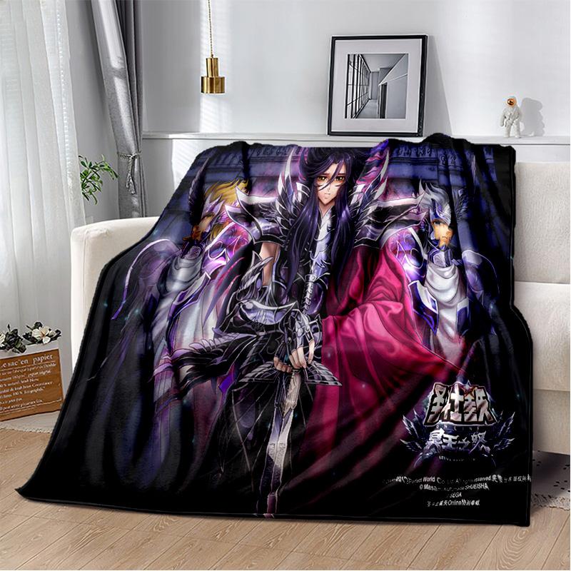 3D Retro Saint Seiya Anime Cartoon Blanket,Soft Throw Blanket for Home Bedroom Bed Sofa Picnic Travel Office Cover Blanket Kids
