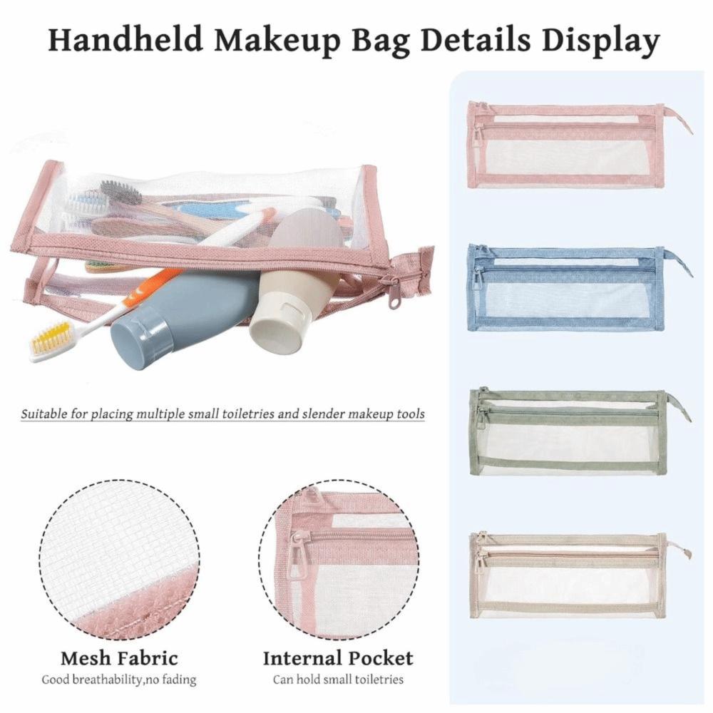 Transparent Mesh Transparent Pencil Pouch Double Layer Exam Stationery Bag Exam Supplies