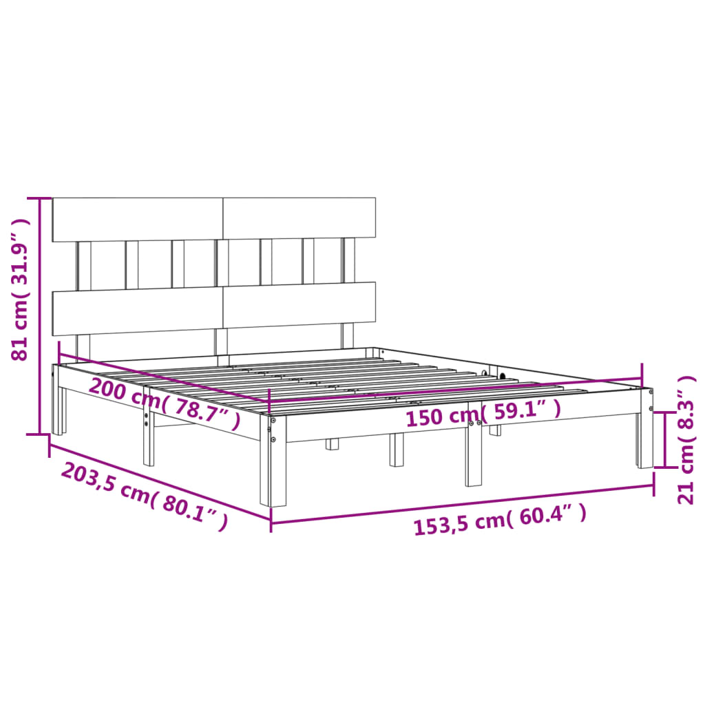 Solid Wood Bed with Headboard