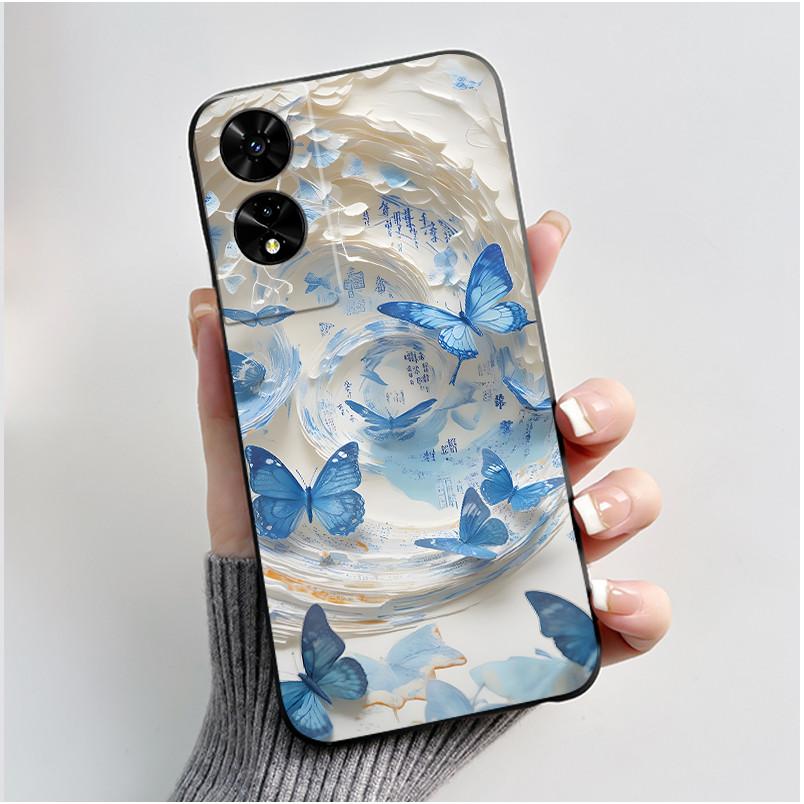 Hülle für TCL 505 Hülle T509K T5094 Ästhetisch Mode Niedliche Katze Cartoon Weiches Silikon Rückseite Schwarzes TPU Schutzhülle für Handy