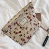 Corduroy Makeup Bag Organizer Clutch Retro Flower Print Cosmetic Bag Wash Women Travel Make Up Pouch Beauty Toilet Storage Cases