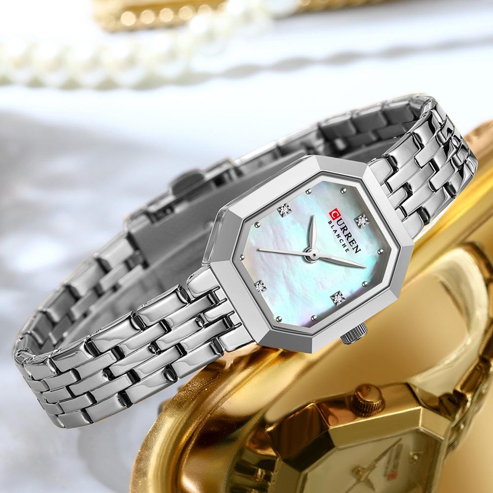 CURREN Square Stainless Steel Ladies Watch Elegant Simple Fashionable Gift Watch with Box