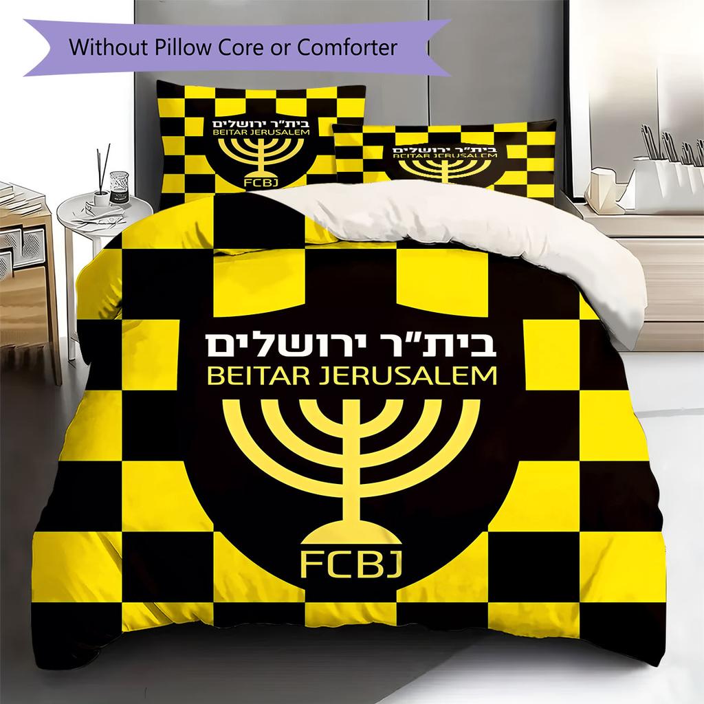 Set di biancheria da letto con motivo Beitar Jerusalem FC, copripiumino e federa, regalo di compleanno per la casa.(1 * copripiumino + 2 * federa, senza nucleo)