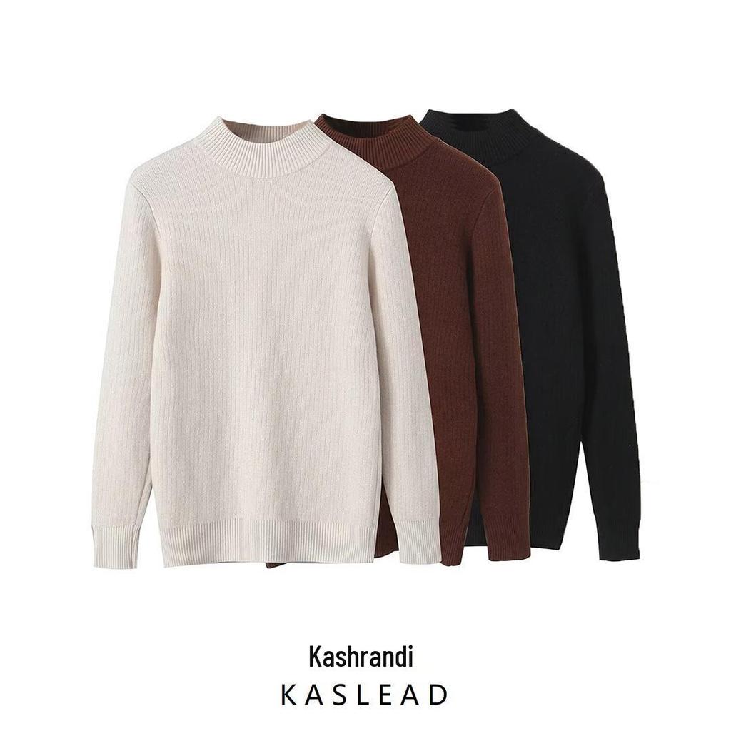 2024 Autumn Women's European & American Style Fleece-lined Warm Pullover Sweater