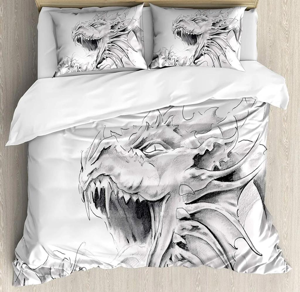 Animal Duvet Cover Set, Halloween Skull Skeleton Head With Coral Reef Dead Aquarium Pirate Wildlife Image,3 Piece Bedding Set