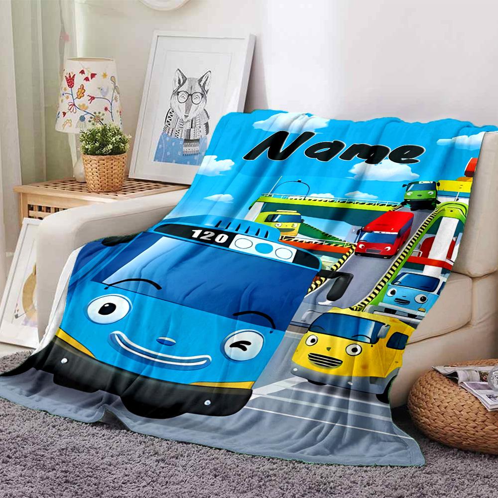 Coperta Personalizzata Nome Personalità Tayo il Piccolo Autobus Morbida e Calda per Divano Ufficio Letto Viaggio Pausa Pranzo, Regalo Adatto a Tutte le Stagioni