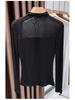 Women's Semi-High Neck Lace Mesh Top - Solid Color, Early Autumn 2025 Collection.