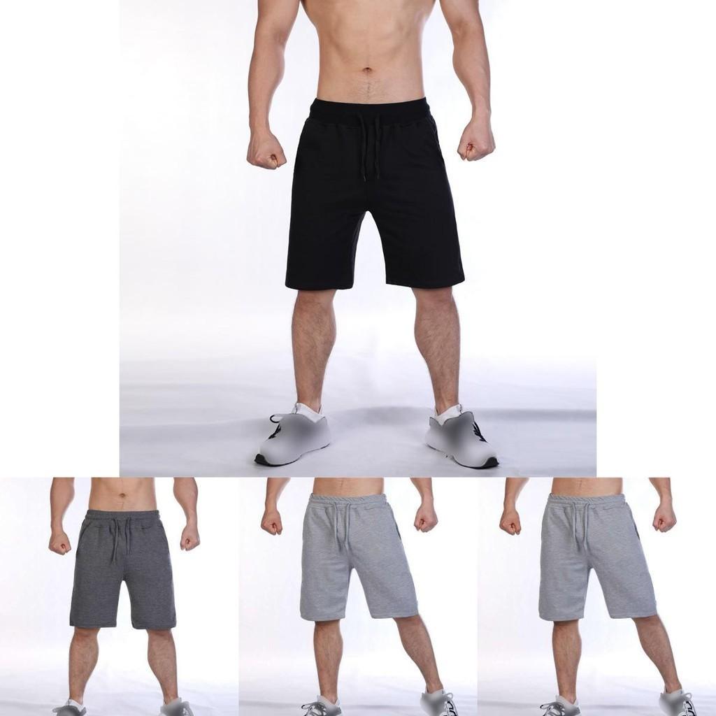 Mens Plain Elasticated Gym Shorts Comfy Sports Jogging Trousers S-3xl Black