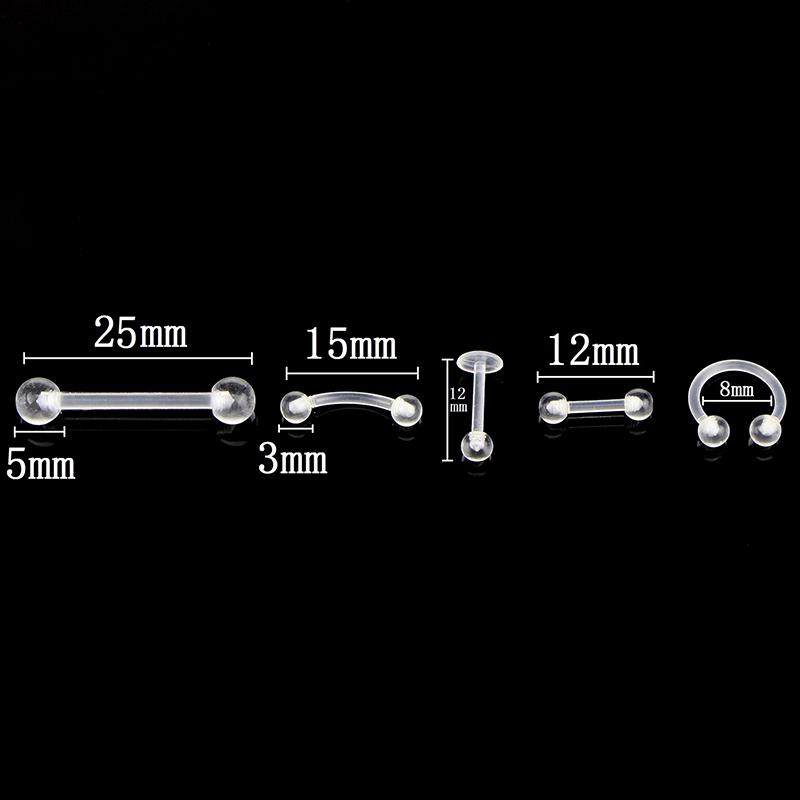 10 Teile/satz Transparent Acryl Barbell Augenbraue Bauch Zunge Ring Piercing Schmuck