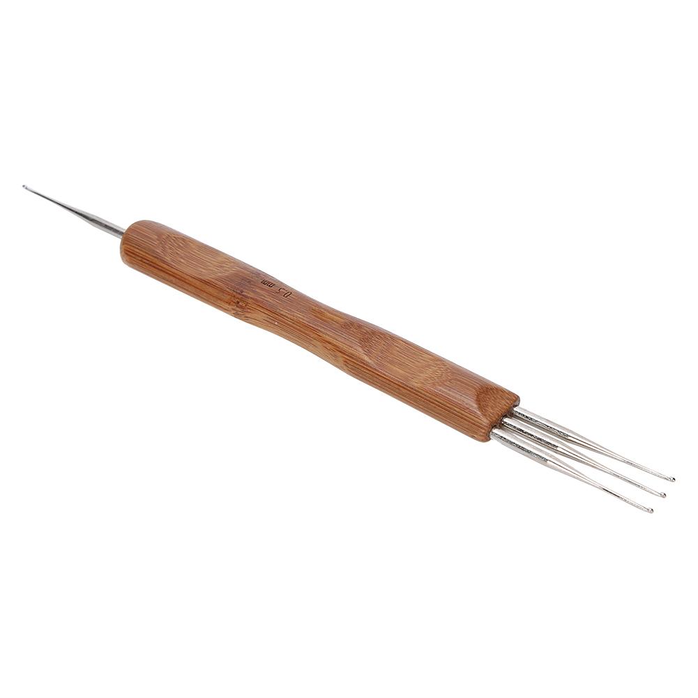 Dreadlock Crochet Hook Set Bamboo Handle DIY Braid Hair Weaving Wig Making Tool0.5 Single Head Plus Three Head