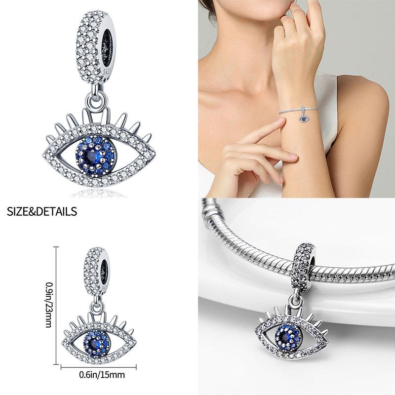 100% 925 Silver Blue Zircon Devil Eye Series Charms Fit 925 Bracelet DIY Jewelry Making Women Gift