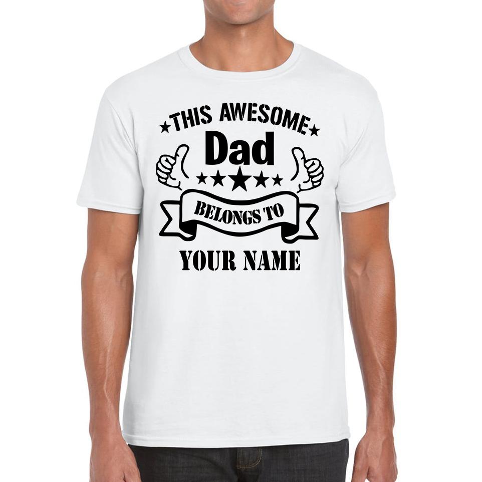 Personalised This Awesome Dad Father s Day Unisex Mens T Shirt Womens Tops Tees M
