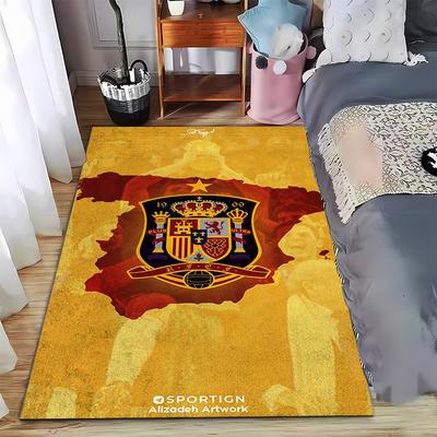 Teppich im Stil der spanischen Flagge mit königlichem Wappen, Gelb-Rot-Stil, geeignet als rutschfester Unterleger für Wohnzimmer, Schlafzimmer, Sofas