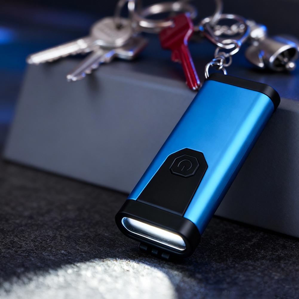 Mini COB Keychain Flashlight Emergency Flashlight Type-C Rechargeable 4 Modes Portable Pocket Light for Outdoor Camp P3U6