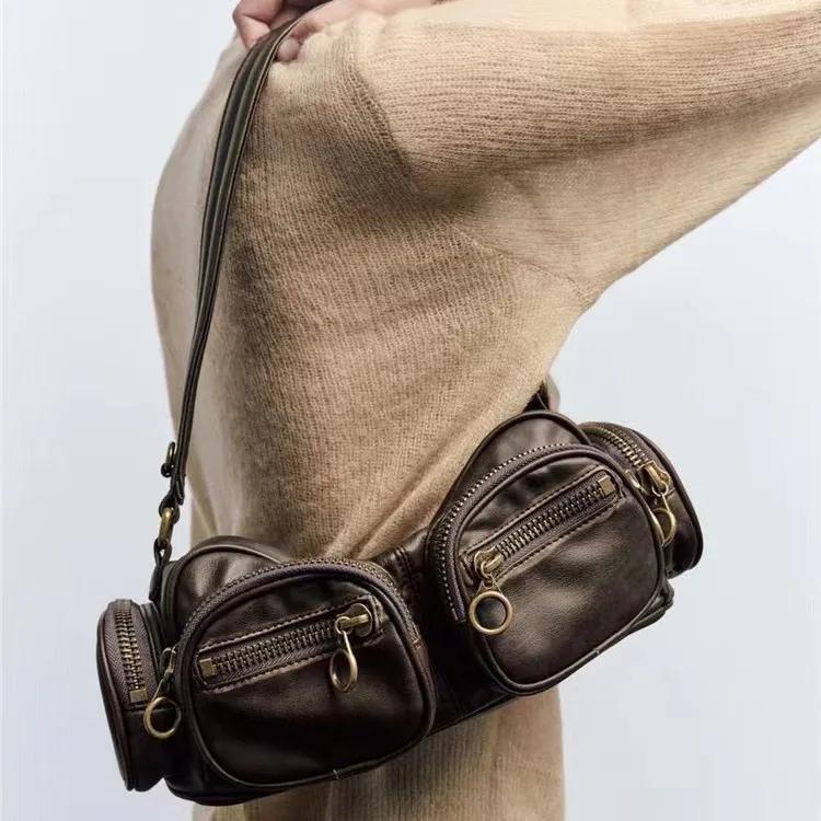 Punk Stylish Handlebags for Women Underarm  Bags Leisure Armpit Shoulder Bags Female Fashion Handbag