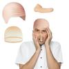 Bald Hat Set for Man Adults Bald Caps Black Gray Striped Scarf False Nose Gru Costume Set