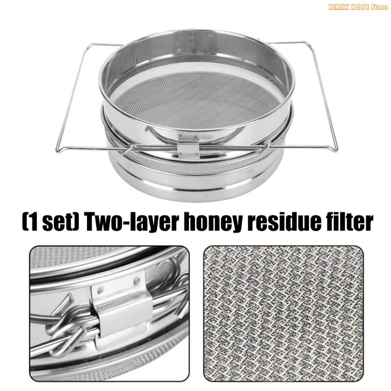 K1AE Beekeeping Processing Strainer Tool Adjustable Honeys Filter With 2 Microns Screens Rustproof Construction Easy Cleaning