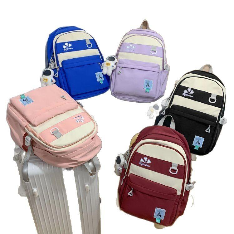School Bag for Women, INS Trendy Minimalist Color-block Versatile Vintage Workwear, Large Capacity Computer Backpack for Middle and High School 