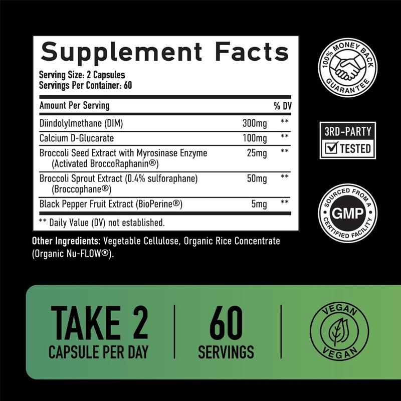XEMENRY - 300 mg DIM, CDG (calcium gluconate), broccoli sprouts and alkaloids - Energy
