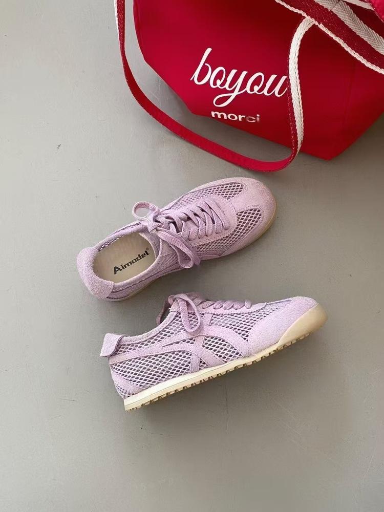 Leather Soft-soled German Training Shoes Women's Summer Feet Small Mesh Breathable Forrest Gump Shoes Casual Flat-soled Women's Shoes Trendy Women'