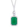 Jewelry Copper Bottom Gold Plated Imitation Emerald Paraiba Square 20 * 28 Pendant Necklace
