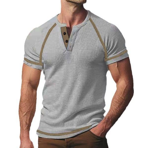 Solid Color Houlder Short Sleeve Men's T-shirt