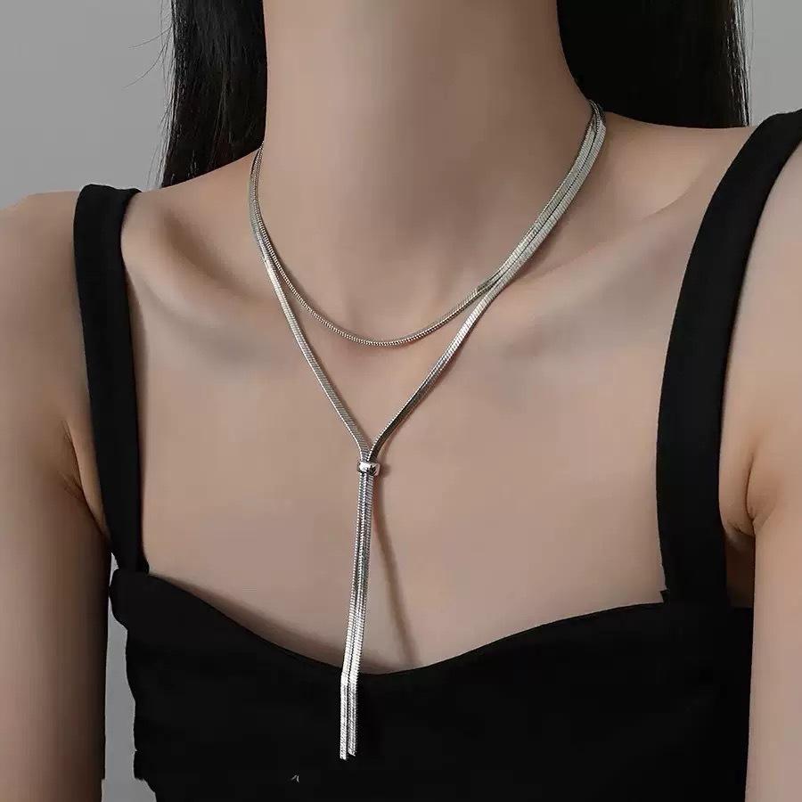 Hot Sale Adjustable Alloy Chain Simple Fashion Premium Sense Pull-out Titanium Steel Necklace Women's Versatile Clothing Accessories