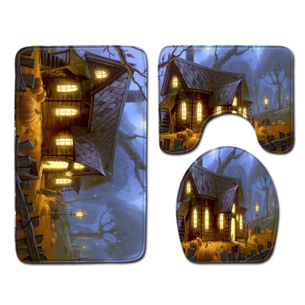 Halloween Bathroom Three-Piece Floor Mat Household Door Mat Bedroom Living Room Carpet