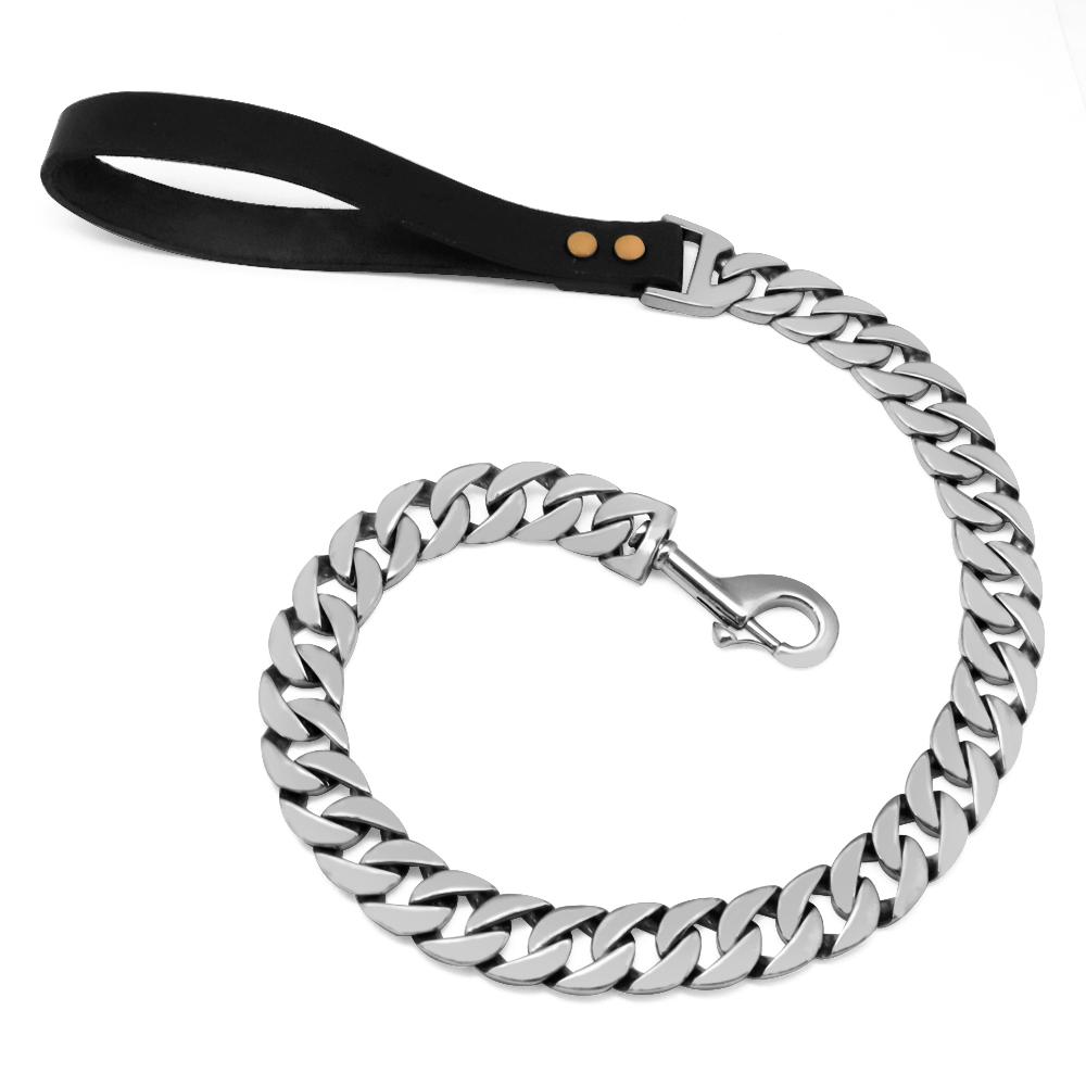 

Stainless Steel Dog Chain Leash Medium Large Dogs Leashes Lead Pet Training Leashes Rope Anti-Bite for Durable Bulldog 90cm серебряный