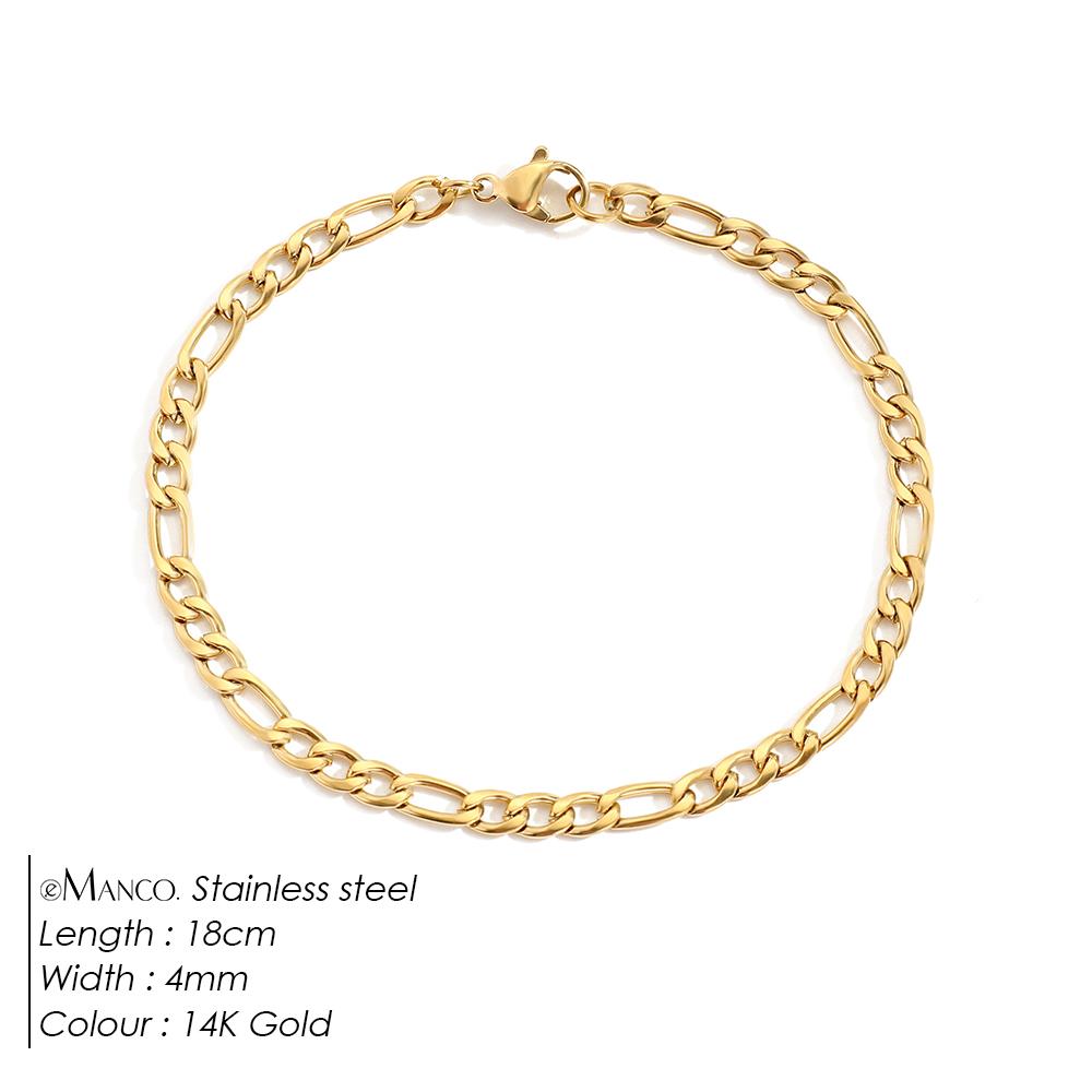 EManco Female Figaro Link Chain Stainless Steel Bracelet Gold Charm Bracelets Chain Bracelets for Women Man Gifts