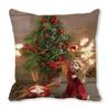 Christmas Tree New Year Christmas Ball Candle Christmas Ornament Pillow Cover Bedroom Sofa Dining Seat Throw Pillow Cover