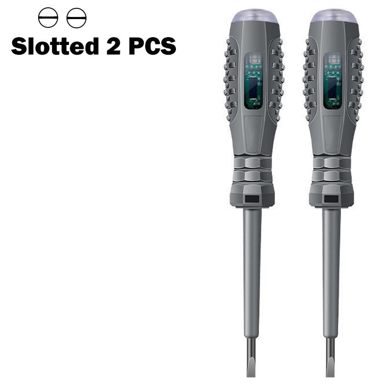 2PCS Electric Pen Slotting Cross Screwdriver Set Neon Bubble Indication Power Test Tool Insulated Electrical Tool Voltage Tester