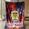 Custom Text Flannel Throw Blanket, Lightweight Cozy Bed Sofa BlanketBurnley Football