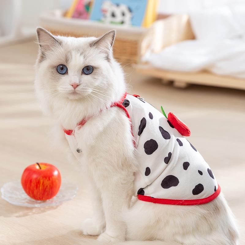 New Cat Clothes Spring and Summer Three-dimensional Fruit Thin Breathable Small Suspender Cat Bipeg Dog Pet Clothing