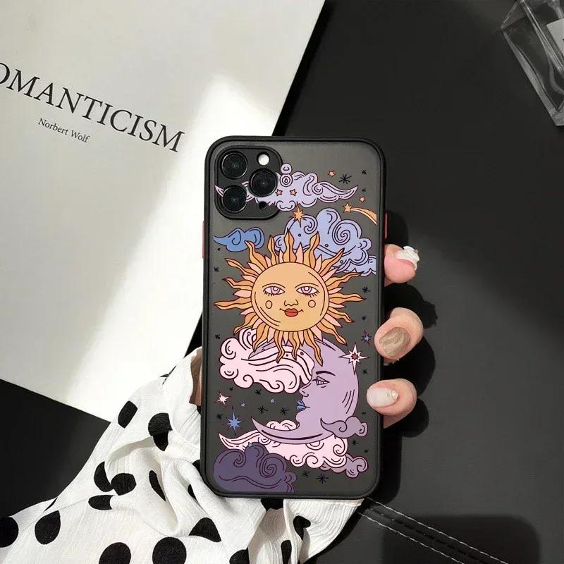 JAMULAR Funny Sun Moon Face Shockproof Phone Case For iPhone 17 16 15 14 13 12 11 Pro Max 7 Plus Mini 17E Matte Candy Back Cover