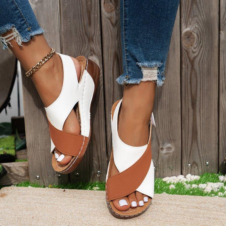 

Sandals women s summer muffin thick-soled skirt casual open-toed versatile beach cool 43 світло-коричневого кольору