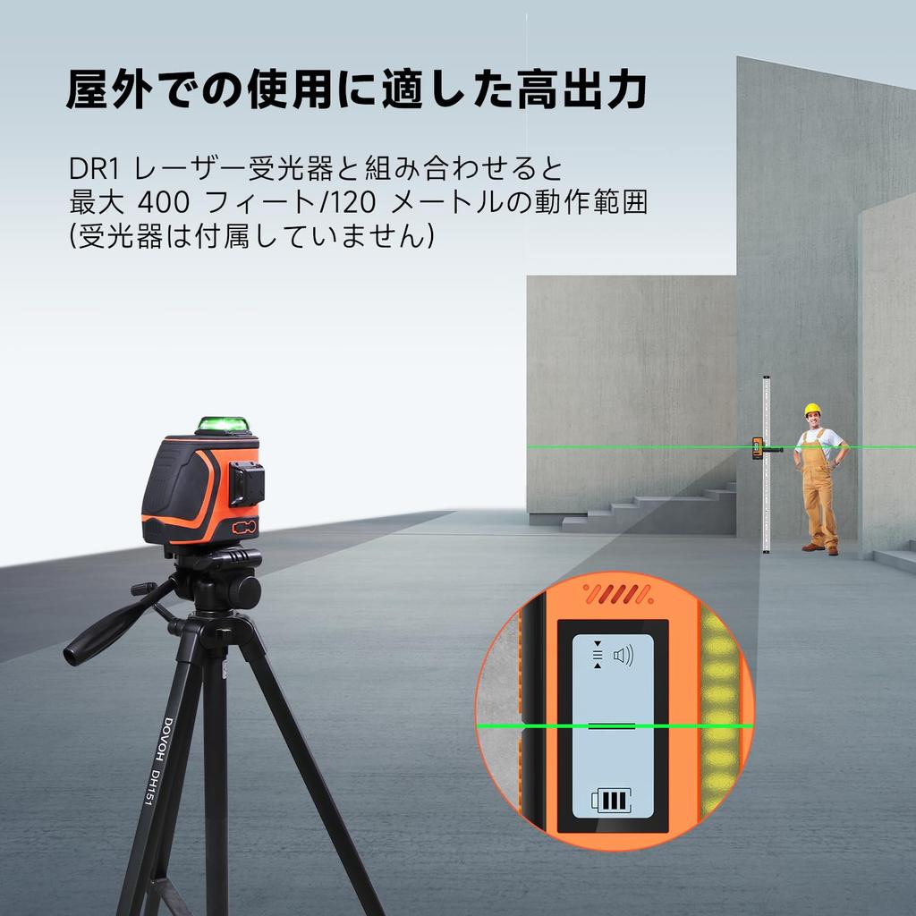 DOVOH Laser Outdoor 110mW Laser for Automatic Receiver Compatible H3-360G Level, Use, High-Brightness Level, 360° Full-Line, High-Precision,
