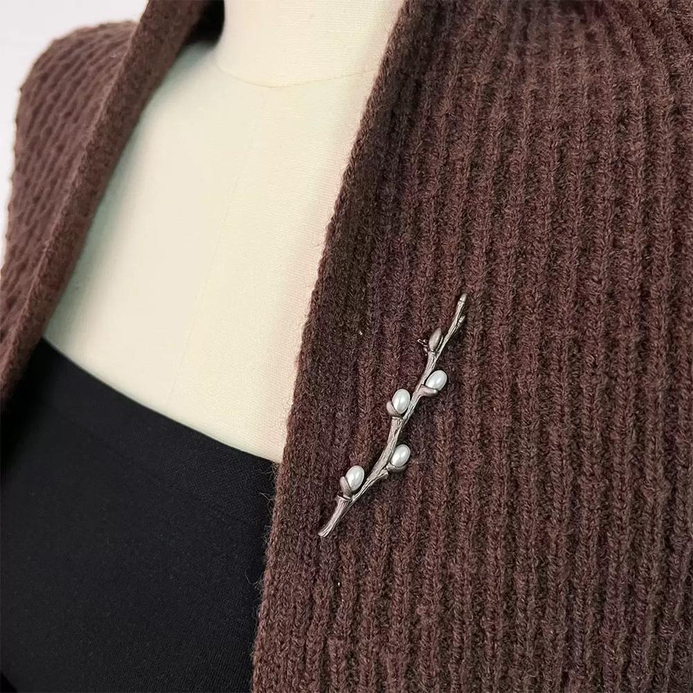Pearl Willow Tree Branch Brooches For Women Unisex Beauty Charming Plants Flowers Party Casual Brooch Pins Gifts