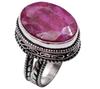 Ruby Natural Gemstone Antique Silver Plated Ring US Size-7 A 489