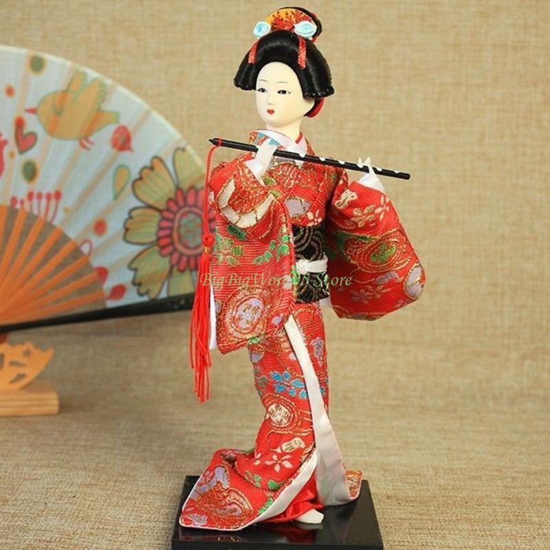 24TE Japanese Geisha Kimono Dolls Sculpture Ornament for Home or Office Table Decors