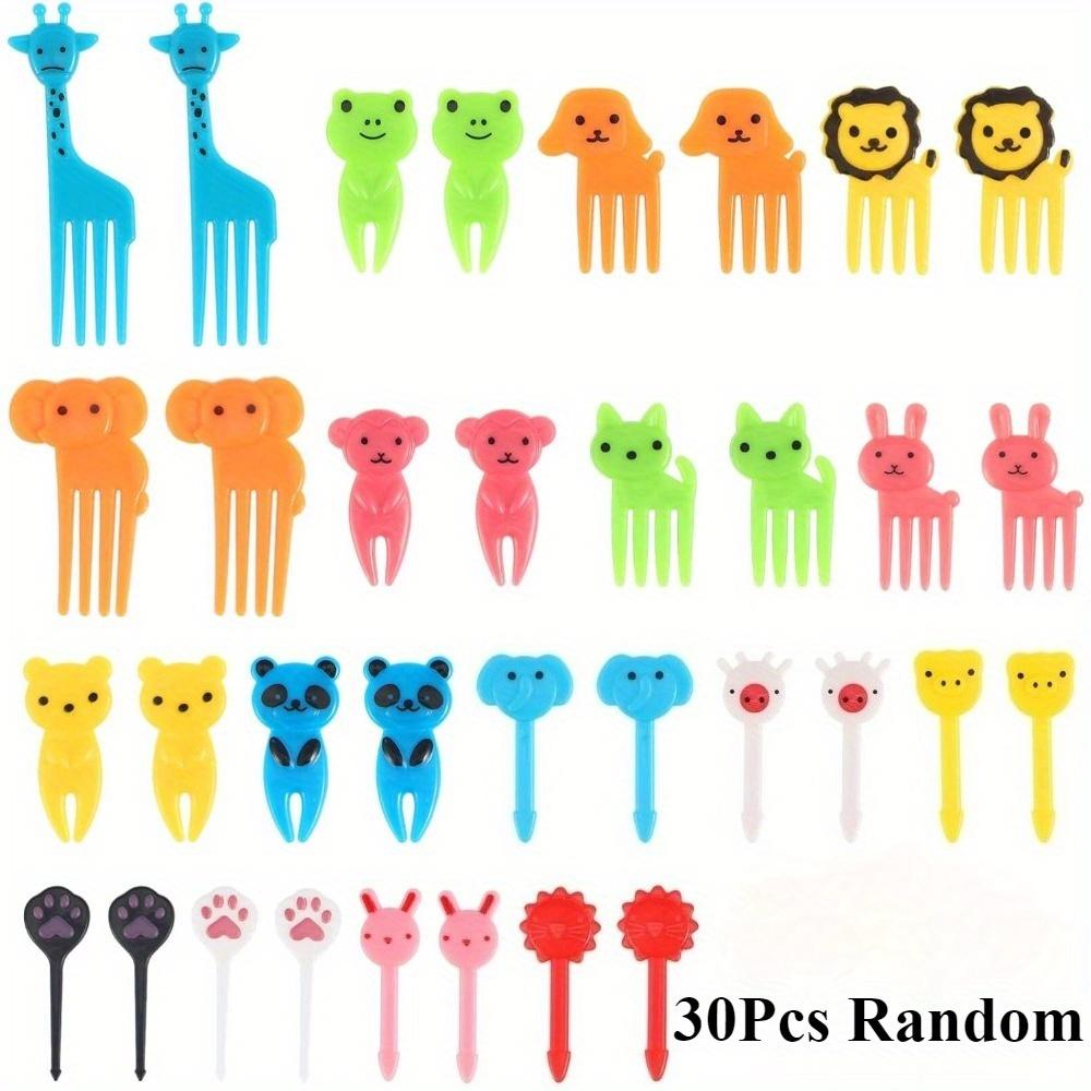 

30Pcs Food Picks Mini Fruit Food Toothpicks Plastic Reusable Lunch Animal Dessert Forks Picks For Cake Dessert Pastry Party Supp