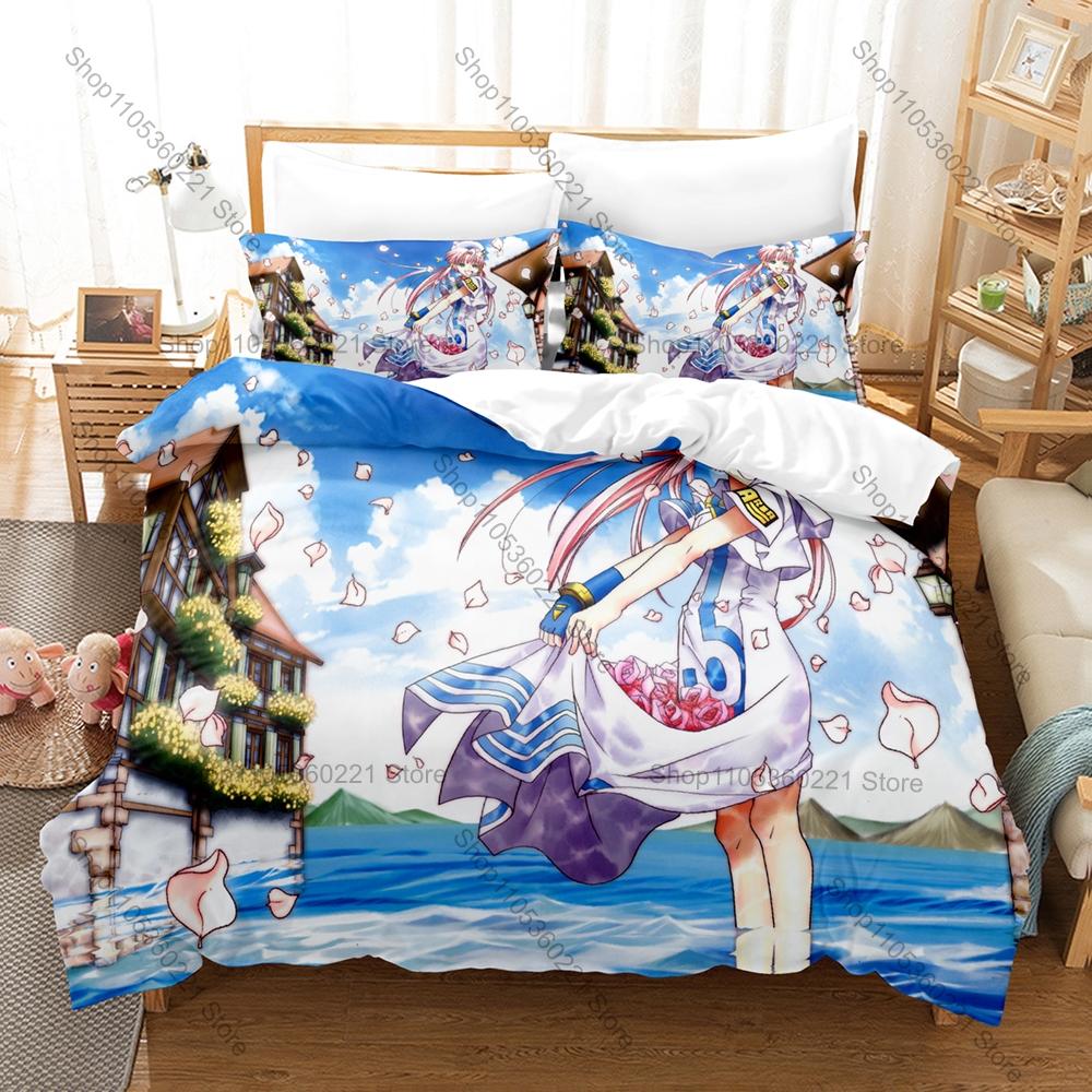 Havalı Aria the Natural Anime Nevresim Takımı + 2 Yastık Kılıfı 3D Şifalı Manga Baskılı Polyester Yatak Takımı Genç Odası Dekorasyonu