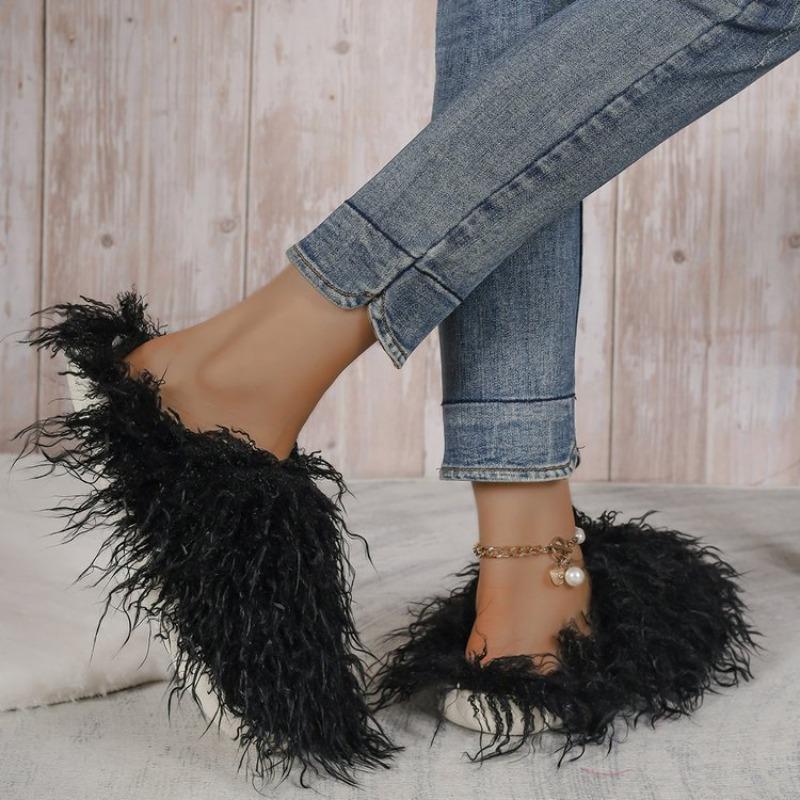 New Mao Mao Mop Large Size Indoor Casual Slippers Autumn and Winter Warm Women's Hair Slippers