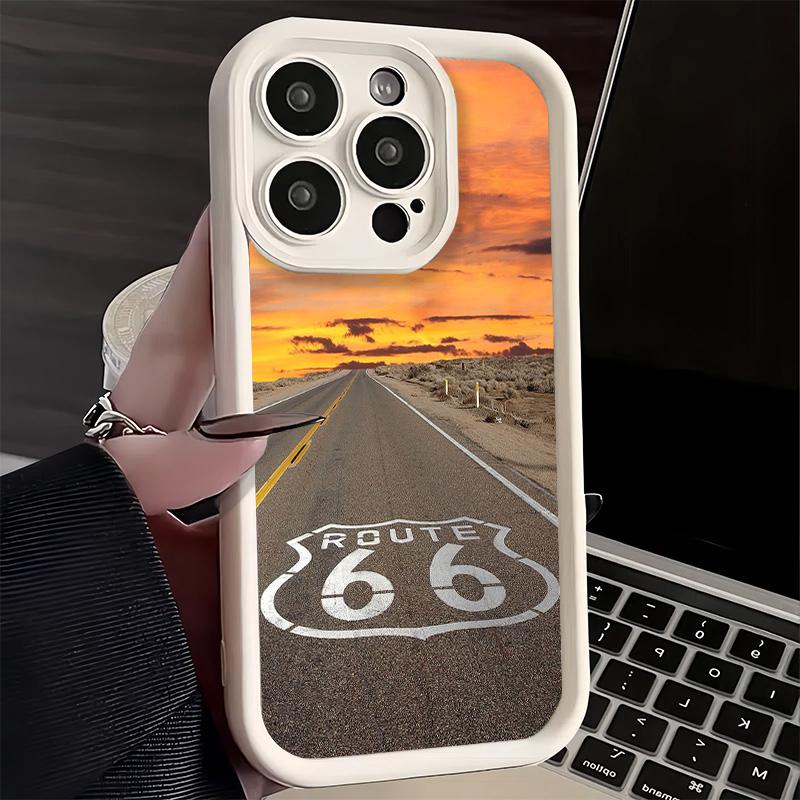 

Phone Case for iPhone 17 Air 16E 15 16 Pro Max America Route 66 Cover 14 Plus 13 12 Mini Soft Shell Silicone Fundas iPhone 13 Mini