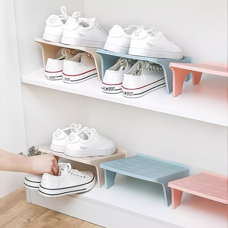 7pcs-double-layer Shoe Rack Organizer-stable Plastic Shoe Rack with Multiple Compartments,space-saving and Easy To Assemble