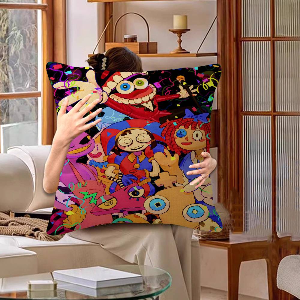 Anime The Amazing Digital Circus Cushion Cover Car Throw Pillow Case For Sofa Car Christmas Gift 40X40Cm 45X45Cm