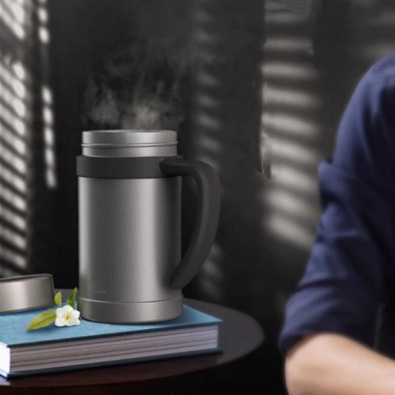 550ml Pure Titanium Thermos Cup with Handle Double Layer Vacuum Flask High Grade Gift Drinkware Tea Mug Business Water Bottle