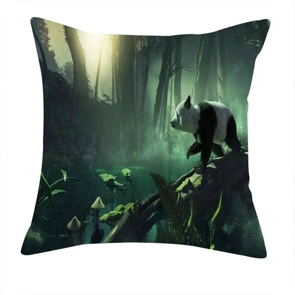 Cute Chinese Panda Print Pillow Case Home Decor Living Room Sofa Bedroom Bedside Cushion Cover 45x45cm